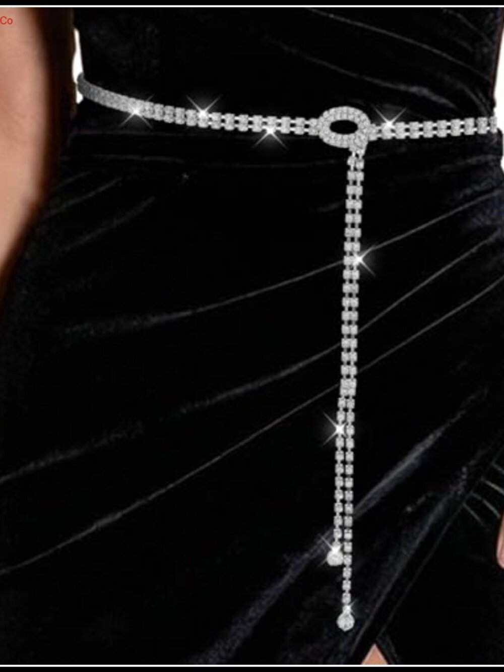 Rhinestone Chain Belt Adjustable Hook Loop Waist Chain for Dress Wedding Party